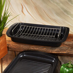 Graphite Non-stick Recycled Cast Aluminum Roaster with Removable Rack 16.5" X 11" X 2.75"