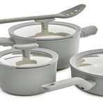 Balance 6Pc Non-stick Ceramic Cookware Set With Glass Lid, Recycled Aluminum, Moonmist