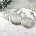 Balance 3Pc Non-stick Ceramic Specialty Cookware Set, Recycled Aluminum, Sage