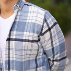 Plaid Flannel Shirt // Light-Blue (L)