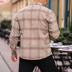 Plaid Flannel Shirt // Light + Beige (L)