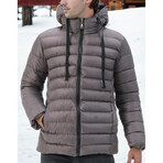 Hooded Puffer Jacket // Dark Gray (S)