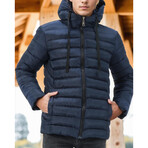 Hooded Puffer Jacket // Dark Blue (S)