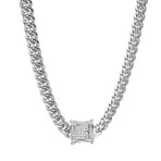 Necklace // Stainless Steel Miami Cuban Chain With Simulated Diamond Box Clasp