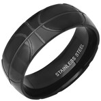 Ring // Black Ip Stainless Steel Oval Pattern Band (9)