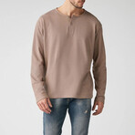 Quarter Button Neck Sweatshirt // Beige (XS)