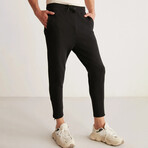 Sweatpants Slim Fit Technical Fabric with Zippered Legs // Black (S)