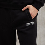 Sweatpants 3 Pockets with Printed Phrase // Black (XS)