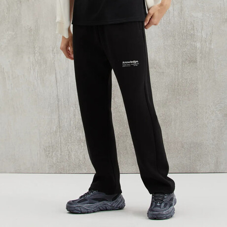 Sweatpants 3 Pocket Regular Fit with Printed Phrase // Black (XS)