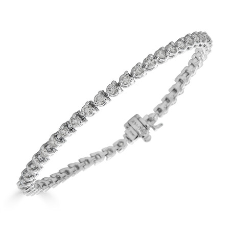 14K White Gold 3 Carat Lab Grown Diamond 3 Prong Martini Tennis Bracelet