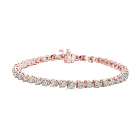 14K Rose Gold 5 Carat Lab Grown Diamond 3 Prong Martini Tennis Bracelet