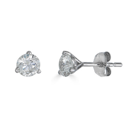 14K White Gold 3/4 Carat Lab Grown Diamond 3 Prong Martini Stud Earrings