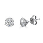 14K White Gold 2 Carat Lab Grown Diamond 3 Prong Martini Stud Earrings