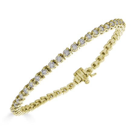 14K Yellow Gold 3 Carat Lab Grown Diamond 3 Prong Martini Tennis Bracelet