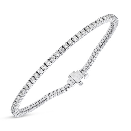 14K White Gold 2 Carat Lab Grown Diamond 4 Prong Line Tennis Bracelet