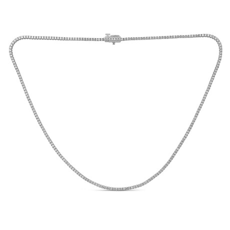 14K White Gold 4 Carat Lab Grown Diamond 4 Prong Line Tennis Necklace