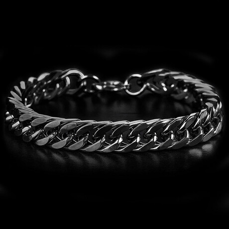 Black Plated Stainless Steel Curb Chain Bracelet // 8"