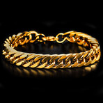 Gold Plated Stainless Steel Curb Chain Bracelet // 8"