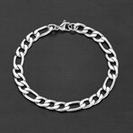 Polished Stainless Steel Figaro Chain Bracelet // 8.25"