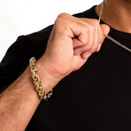 Two Tone Stainless Steel Byzantine Chain Bracelet // 8"