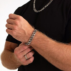 Antiqued + Polished Stainless Steel Curb Chain Bracelet // 8.5"