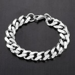 Polished Beveled Stainless Steel Curb Chain Bracelet // 9"