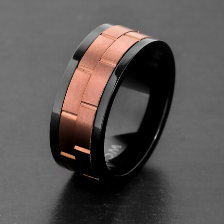 Copper Plated Center Black Plated Steel Spinner Ring // 9mm (Size 8)