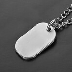 Satin Finish Stainless Steel Engravable Dog Tag Pendant Necklace // 24"