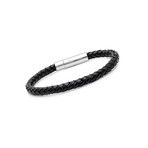 Bracelet // Black Thin Braided Leather