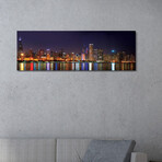 Chicago Cubs Pride Lighting Across Downtown Skyline I, Chicago, Illinois, USA by Panoramic Images (12"H x 36"W x 1.5"D)