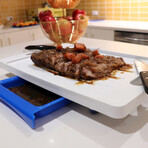 Karving King Deluxe Dripless Cutting Board 2 In 1 System With Digital Meat Thermometer // Blue