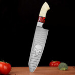 Shadowed Skull // Etched Steel & Bone Chef's Knife // Leather Sheath