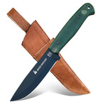10" WoodWrecker Green Micarta // Bushcraft Knife // Leather Sheath