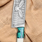 Soaring Eagle Slice // Etched Steel & Bone Chef's Knife // Leather Sheath