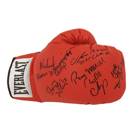 5 Former Boxing Heavyweight Champions Multi Signed Everlast Red Right Hand Boxing Glove w/Champ Inscriptions