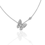 18K White Gold Diamond Butterfly Pendant Necklace // 18" // New