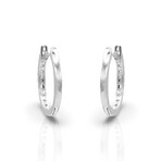 18K White Gold Diamond Oval Hoop Earrings I // New - Diamond Earrings ...