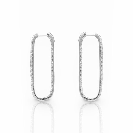 18K White Gold Diamond Earrings // New