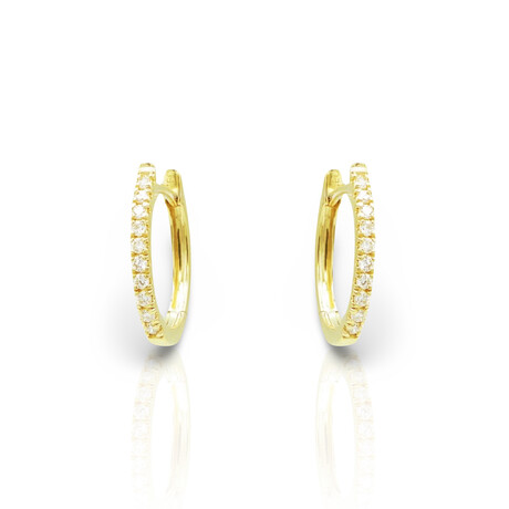 18K Yellow Gold Diamond Oval Hoop Earrings I // New - Diamond Earrings ...