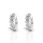 18K White Gold Diamond Hoop Earrings // New