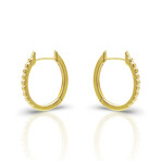 18K Yellow Gold Diamond Oval Hoop Earrings I // New