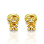 18K Yellow Gold Diamond Smiley Face Stud Earrings // New