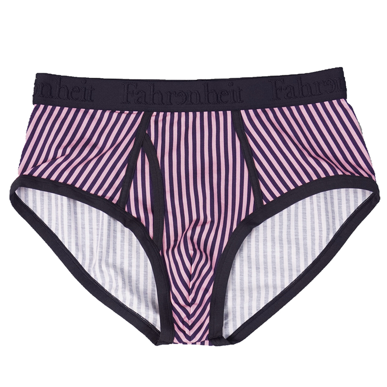 Wayne Brief // Vertical Stripe Pink + Navy (L) - Fahrenheit Men's Bodywear  - Touch of Modern