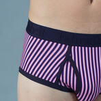 Wayne Brief // Vertical Stripe Pink + Navy (XL)