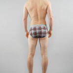 Wayne Brief // Gray  + Burgundy Plaid (2XL)