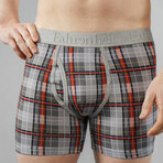 Boxer Brief // Gray  + Burgundy Plaid (XL)