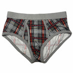 Wayne Brief // Gray  + Burgundy Plaid (L)