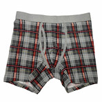 Boxer Brief // Gray  + Burgundy Plaid (M)