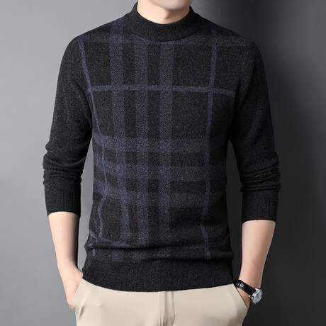 Patterned Mock Neck Sweater // Style 3 // Black (XS)