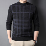 Patterned Mock Neck Sweater // Style 3 // Black (L)